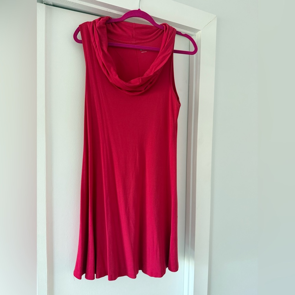 Three Dots Sleeveless Red cowl neck Dress Sz L